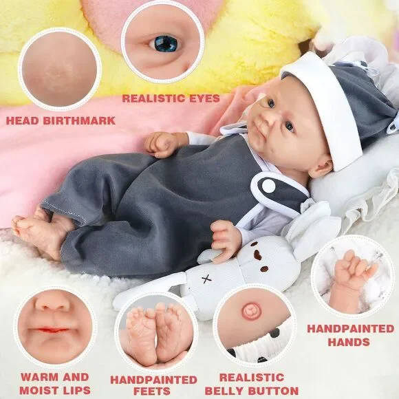 Ivita 7" Micro Preemie Full Body Silicone Baby Dolls Lifelike Mini Reborn Doll